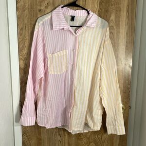 Striped 100% Cotton Two Toned Button Up